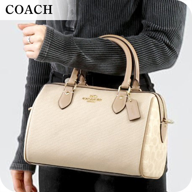 蔻驰手提包女士品牌COACH柬埔寨CAK58 IMLG6米色/浅棕色轻便小手提包豪华时尚礼物女士实用可爱