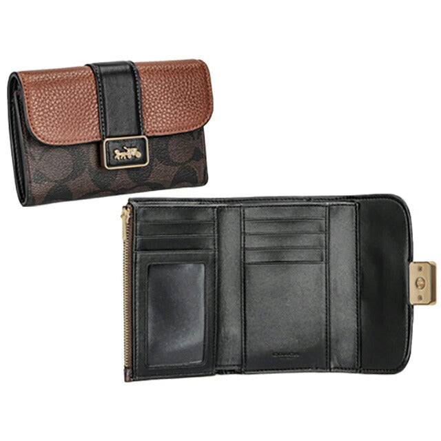 コーチ 二つ折り財布 レディース ブランド COACH シグネチャー CC060 IMW6R 1 ブラウン CC060-IMW6R-1