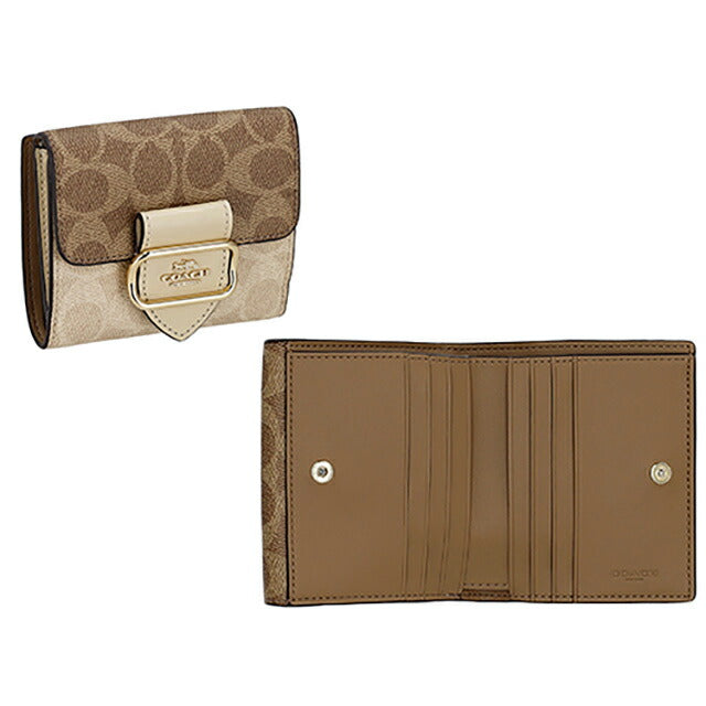 コーチ 二つ折り財布 レディース ブランド COACH CCQ09 IMXI9 ブラウン/ベージュ ウォレット 高級 おしゃれ プレゼント 実用的