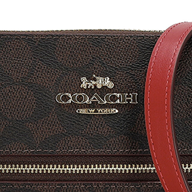 コーチ ショルダーバッグ レディース ブランド COACH CCQ27 IMXD0 ダークブラウン/レッド 斜めがけ 高級 おしゃれ プレゼント 女性 実用的 かわいい