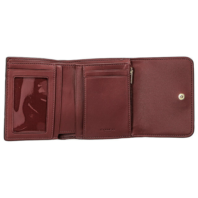 コーチ 三つ折り財布 レディース ブランド COACH シグネチャー CE930 IMRVQ 1 レッド/ブラウン CE930-IMRVQ-1