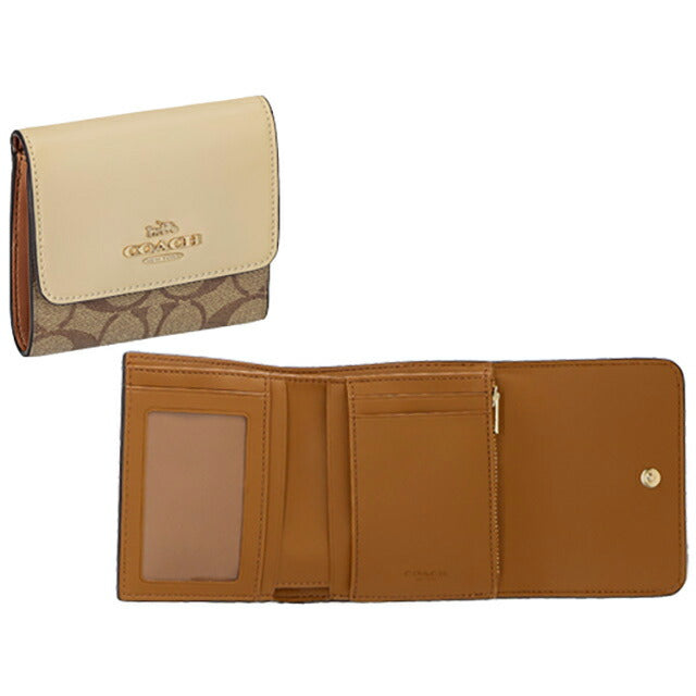 コーチ 三つ折り財布 レディース ブランド COACH CE930 アイボリー/カーキ CE930-IMV1X-1