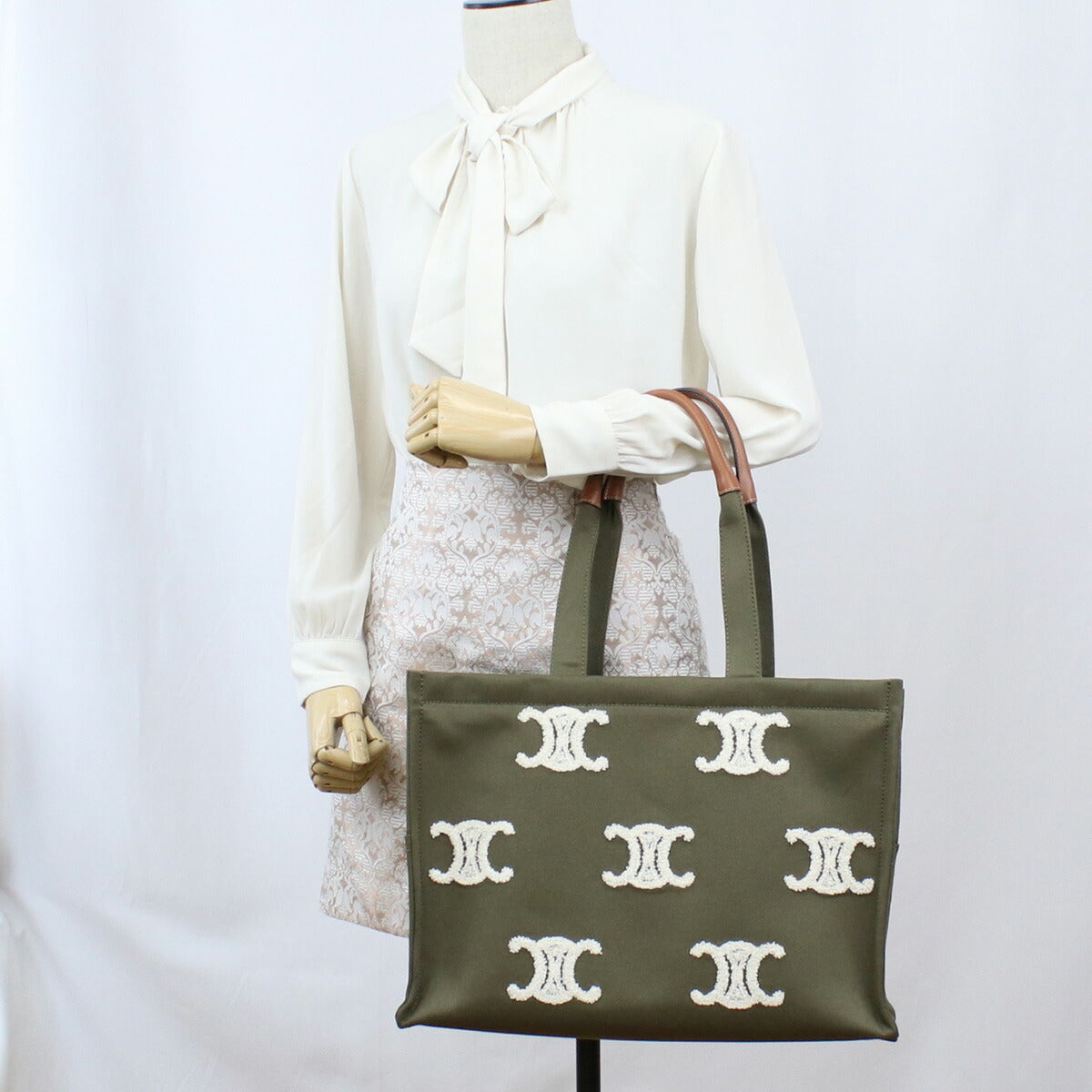 セリーヌ トートバッグ レディース キャンバス カーフ イタリア 19676 KHAKI カーキ バッグ CEL19676011