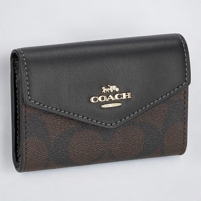 コーチ 名刺入れ レディース ブランド COACH シグネチャー CH202 IMAA8 1 ブラック/ブラウン CH202-IMAA8-1