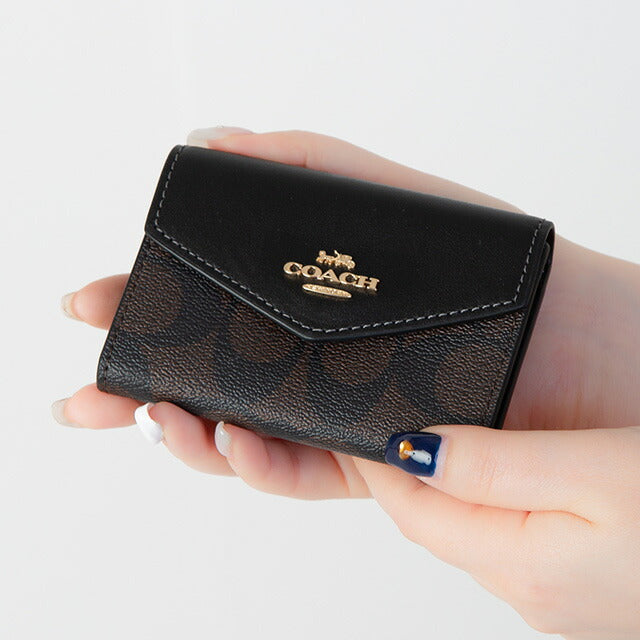 コーチ 名刺入れ レディース ブランド COACH シグネチャー CH202 IMAA8 1 ブラック/ブラウン CH202-IMAA8-1