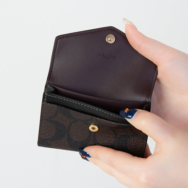 コーチ 名刺入れ レディース ブランド COACH シグネチャー CH202 IMAA8 1 ブラック/ブラウン CH202-IMAA8-1