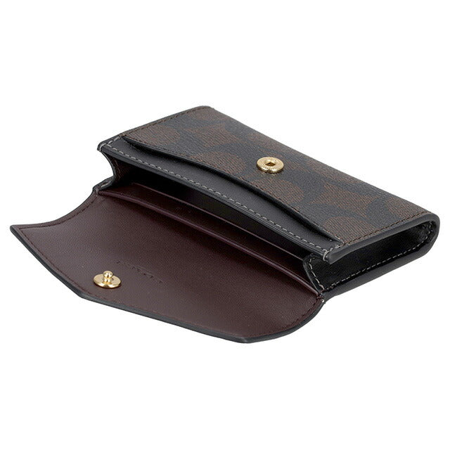 コーチ 名刺入れ レディース ブランド COACH シグネチャー CH202 IMAA8 1 ブラック/ブラウン CH202-IMAA8-1