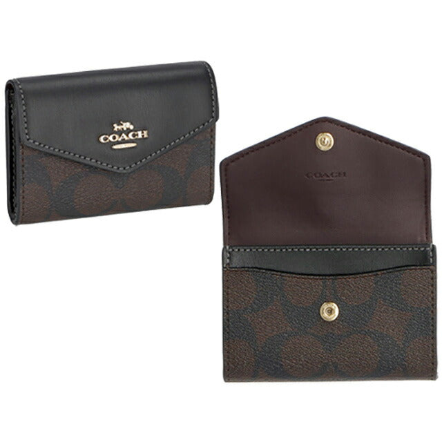 コーチ 名刺入れ レディース ブランド COACH シグネチャー CH202 IMAA8 1 ブラック/ブラウン CH202-IMAA8-1