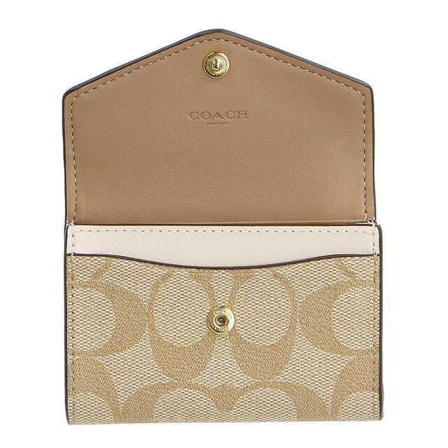 コーチ 名刺入れ レディース ブランド COACH シグネチャー CH202 IMDQC 1 ライトカーキ/チョーク CH202-IMDQC-1