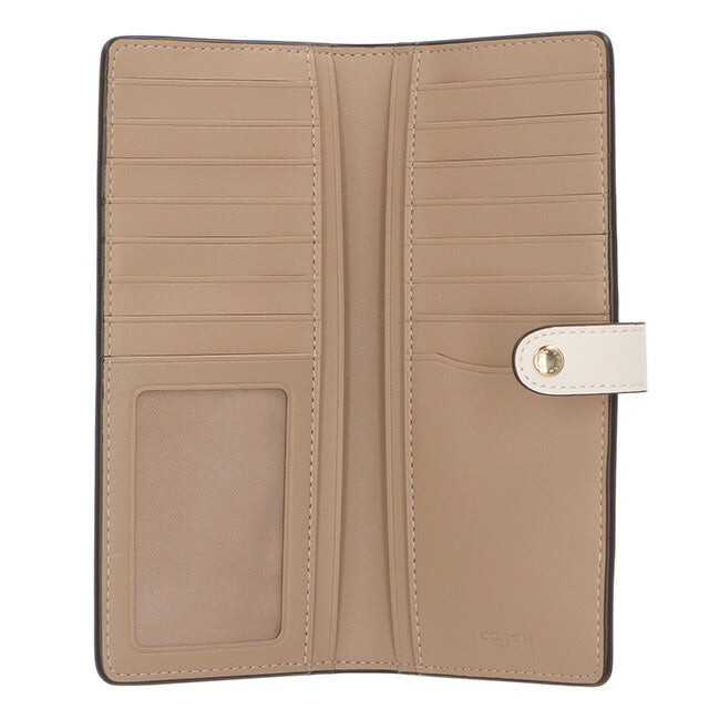 コーチ 長財布 メンズ レディース ブランド COACH シグネチャー CH414 IMDQC 1 ライトカーキベージュ/チョークホワイト CH414-IMDQC-1