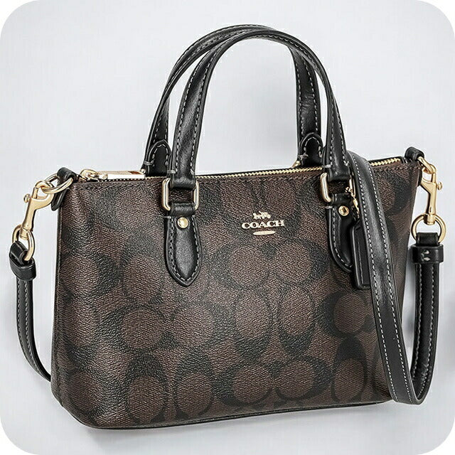 コーチ ハンドバッグ レディース ブランド COACH シグネチャー CH468 IMAA8 1 ブラウン/ブラック CH468-IMAA8-1