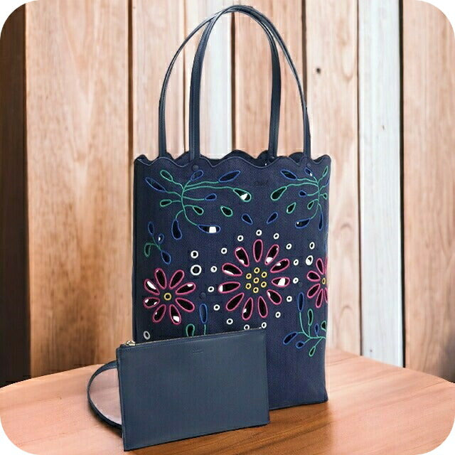 クロエ トートバッグ レディース リネン イタリア CHC22SS492G24 NAVY ネイビー系 バッグ CHL22SS492G24011