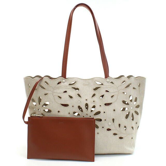 クロエ トートバッグ レディース ブランド CHLOE リネン イタリア CHC22SS493G23 SEPIA BROWN ベージュ系 ブラウン系 バッグ CHL22SS493G23011