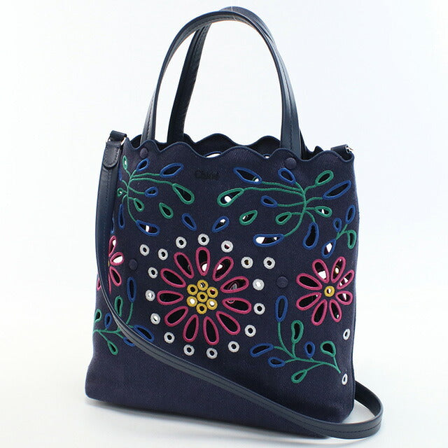 クロエ トートバッグ レディース ブランド CHLOE リネン イタリア CHC22SS494G24 NAVY ネイビー系 バッグ CHL22SS494G24011