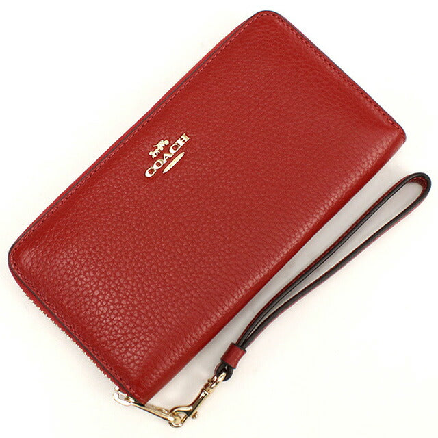 コーチ 長財布ラウンドファスナー レディース ブランド COACH レザー ミャンマー C4451 レッド系 財布 COAC4451031