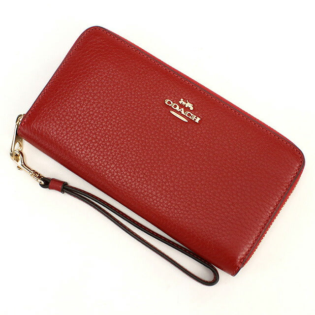 コーチ 長財布ラウンドファスナー レディース ブランド COACH レザー ミャンマー C4451 レッド系 財布 COAC4451031