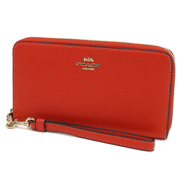コーチ 長財布ラウンドファスナー レディース ブランド COACH レザー C4451 レッド系 財布 COAC4451121