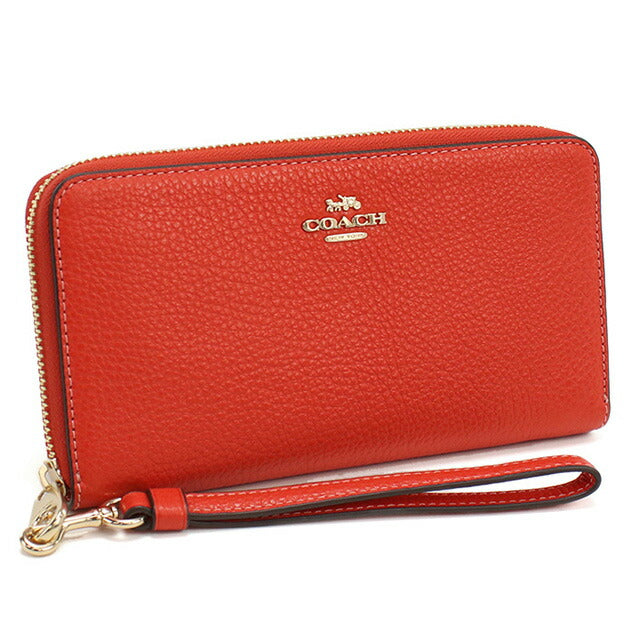 コーチ 長財布ラウンドファスナー レディース ブランド COACH レザー C4451 レッド系 財布 COAC4451121