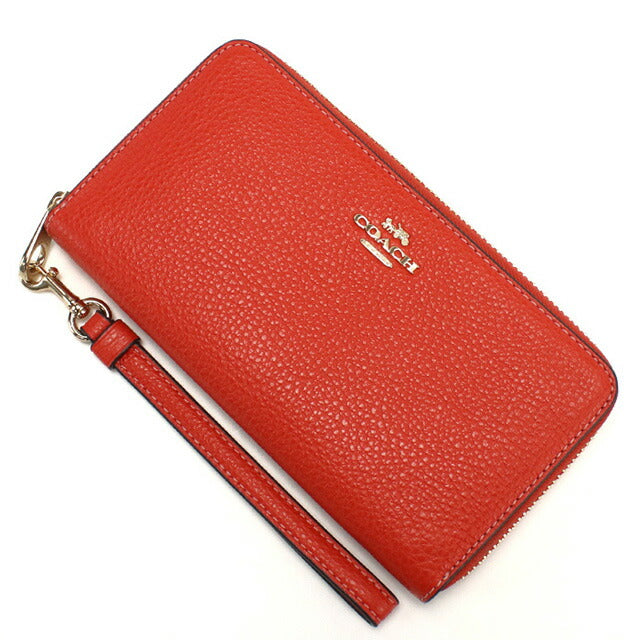 コーチ 長財布ラウンドファスナー レディース ブランド COACH レザー C4451 レッド系 財布 COAC4451121