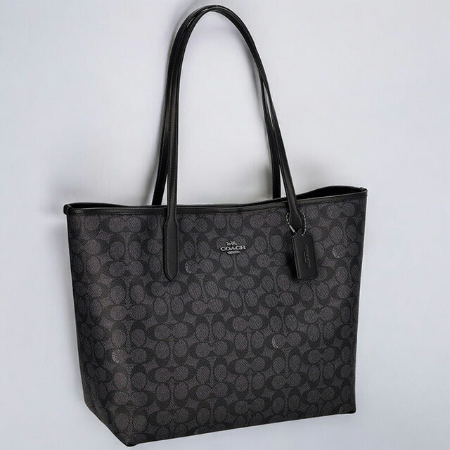 美品✨COACH コーチ　トートバッグ　シグネチャー　ブラック COACH コーチ マイクロシグネチャー トートバッグ ブラックA4対応