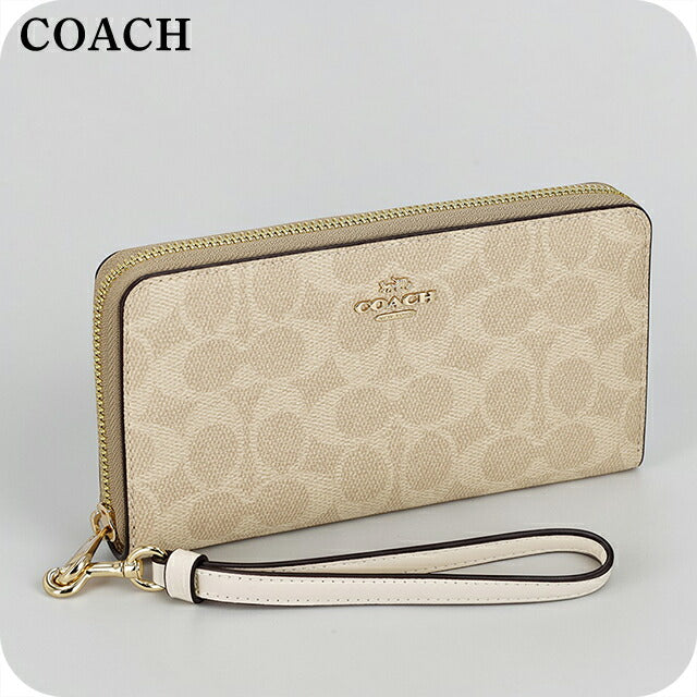 【美品】◇コーチ◇ 柔らかな ベージュ × レザー / 手の平サイズ COACH（コーチ） 並行輸入 2つ折り財布 ぺブルドレザー CM315 IMTAU