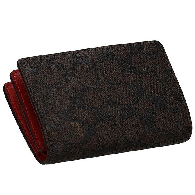 コーチ 二つ折り財布 レディース ブランド COACH シグネチャー CW786 IMXD0 1 ダークブラウン/ボルドー CW786-IMXD0-1