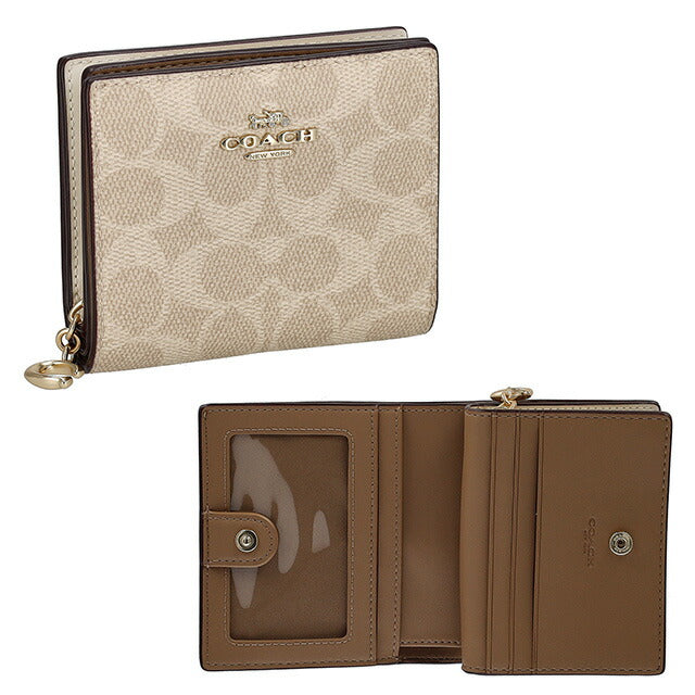 コーチ 二つ折り財布 レディース ブランド COACH CW789 サンド CW789-IMXDM-1