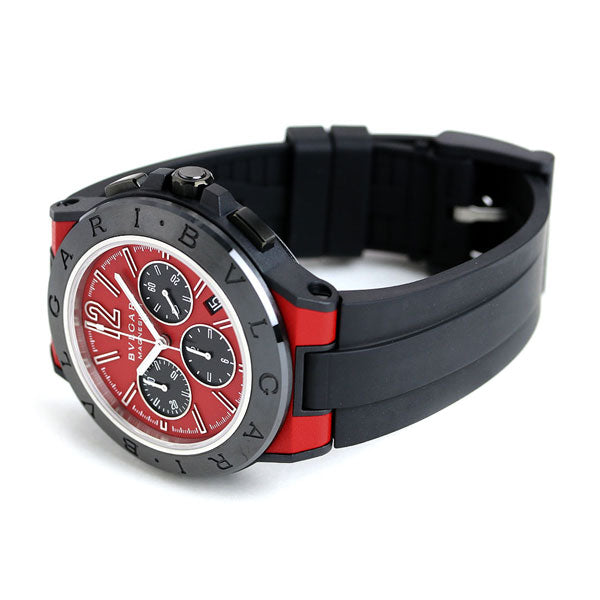 ブルガリ 時計 ディアゴノ マグネシウム 45mm クロノグラフ 自動巻き 機械式 メンズ 腕時計 ブランド DG42C9SMCVDCH レッド ブラック DG42C9SMCVDCH