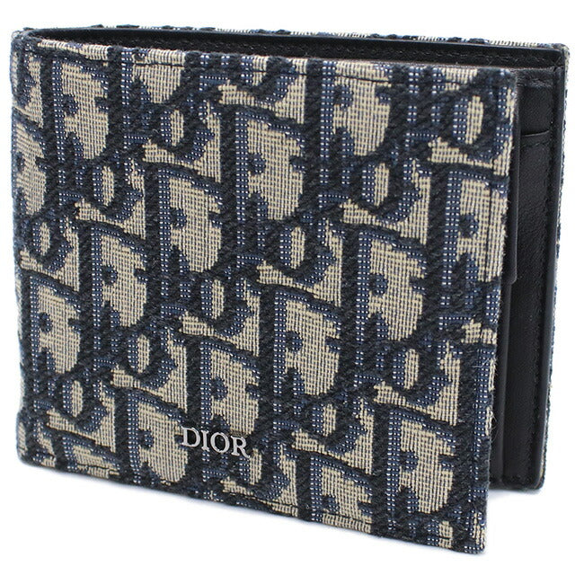 ディオール 二つ折り財布 メンズ ブランド Christian Dior ジャカード イタリア 2OBBC027 マルチカラー ネイビー 財布 DIO2OBBC027011