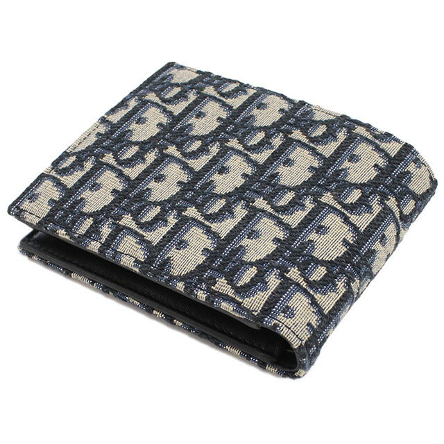 ディオール 二つ折り財布 メンズ ブランド Christian Dior ジャカード イタリア 2OBBC027 マルチカラー ネイビー 財布 DIO2OBBC027011