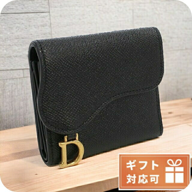 ディオール 三つ折り財布 レディース カーフスキン イタリア S5652 ブラック 財布 DIOS5652031
