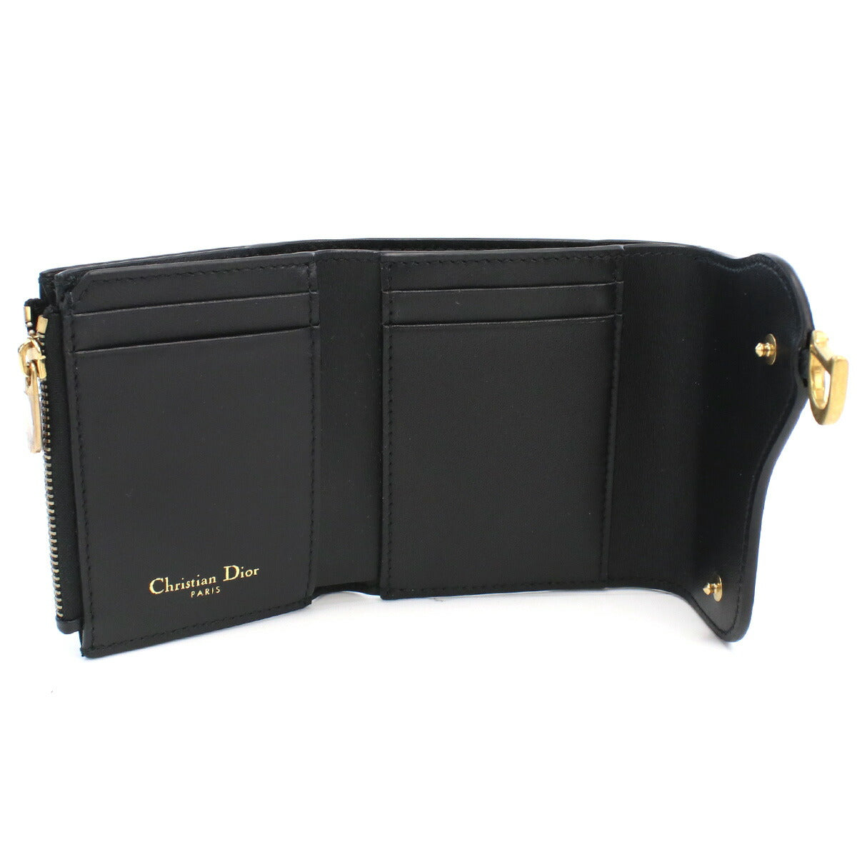 ディオール 三つ折り財布 レディース カーフスキン イタリア S5652 ブラック 財布 DIOS5652031