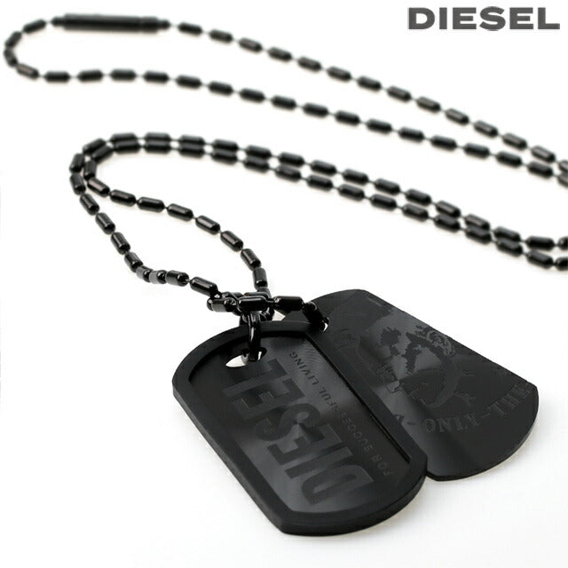 DIESEL ブラック ドッグタグ ネックレス ディーゼル DIESEL ネックレス ブラック ダブルプレート メンズ