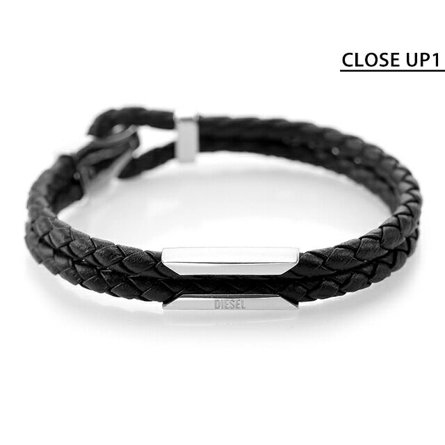 ディーゼル ブレスレット DIESEL レザー ステンレススチール メンズ DX1247040 ブラック シルバー アクセサリー 記念品 プレゼント ギフト DX1247040