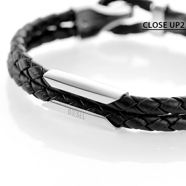 ディーゼル ブレスレット DIESEL レザー ステンレススチール メンズ DX1247040 ブラック シルバー アクセサリー 記念品 プレゼント ギフト DX1247040