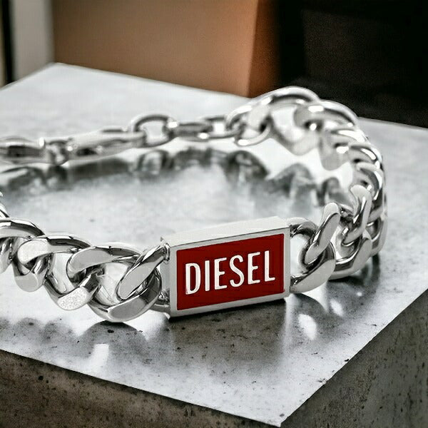 DIESEL ディーゼル ブレスレット シルバー×レッド DX1371040 DIESEL ディーゼル ブレスレット ブランド シルバー×レッド