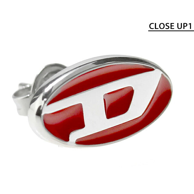 ディーゼル ピアス メンズ ブランド DIESEL ロゴ スタッド 片耳用 DX1443040 シルバー レッド アクセサリー DX1443040