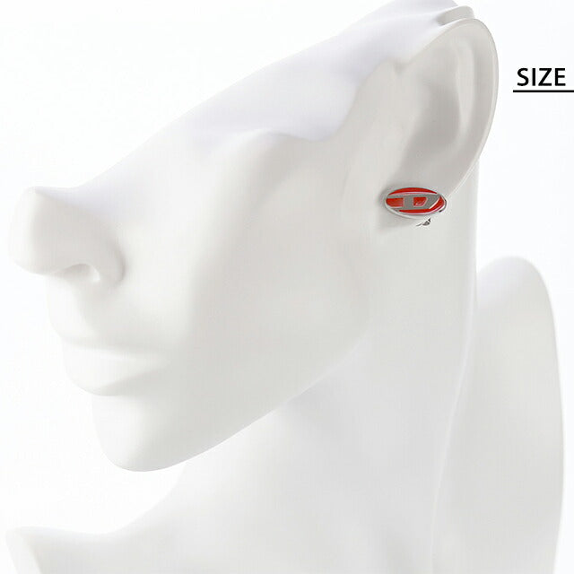 ディーゼル ピアス メンズ ブランド DIESEL ロゴ スタッド 片耳用 DX1443040 シルバー レッド アクセサリー DX1443040