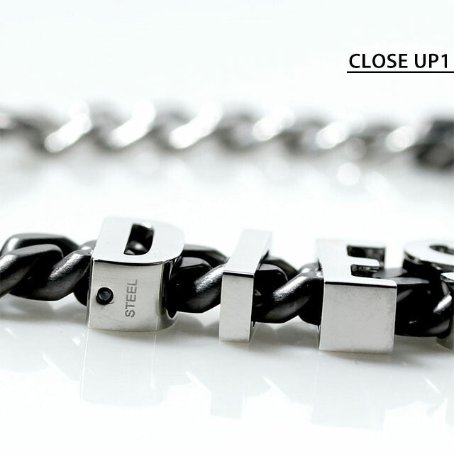 ディーゼル ブレスレット メンズ レディース ブランド チェーン ステンレススチール DX1486060 ブラック シルバー アクセサリー DX1486060