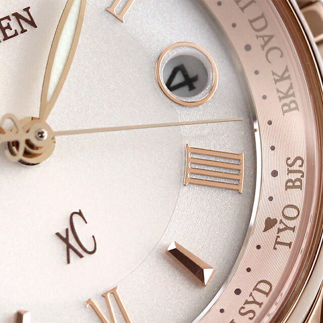 公民Crosscy Eco Drive太阳能无线电钛女子手表品牌Sakura Pink R EC1164-53W公民XC EC1164-53W