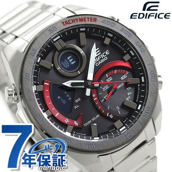 カシオ エディフィス 海外モデル ソーラー ECB-900 メンズ アナデジ ECB-900DB-1ADR CASIO EDIFICE 腕時計 Bluetooth ブラック レッド ECB-900DB-1ADR