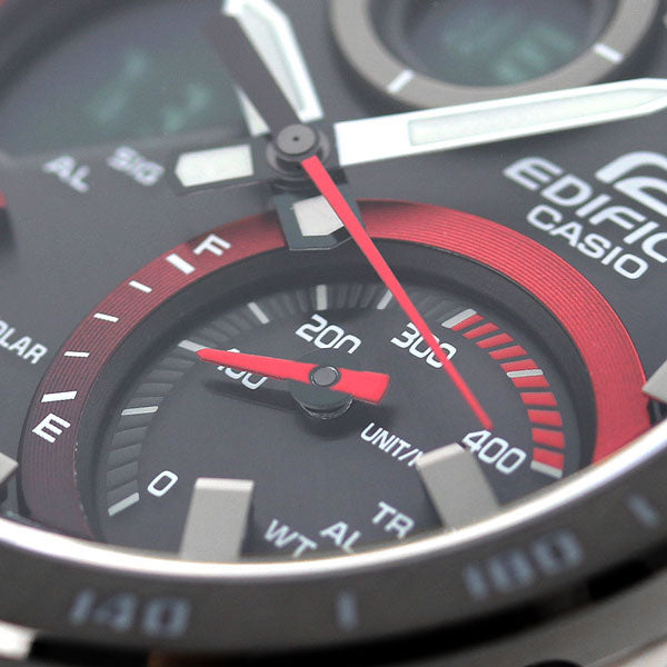 カシオ エディフィス 海外モデル ソーラー ECB-900 メンズ アナデジ ECB-900DB-1ADR CASIO EDIFICE 腕時計 Bluetooth ブラック レッド ECB-900DB-1ADR