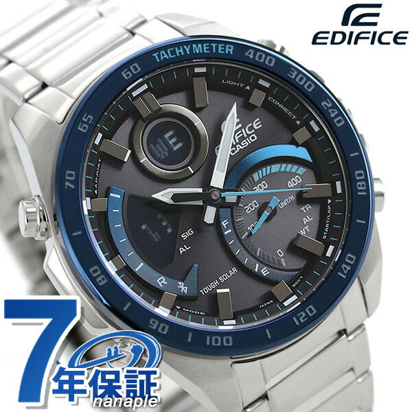 カシオ エディフィス 海外モデル ソーラー ECB-900 メンズ アナデジ ECB-900DB-1BDR CASIO EDIFICE 腕時計 Bluetooth ブラック ブルー ECB-900DB-1BDR