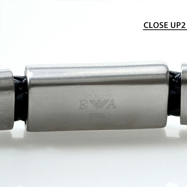 Emporio Armani 手链男士品牌皮革双层包裹不锈钢皮革 EGS2995040 银黑色配件 EGS2995040