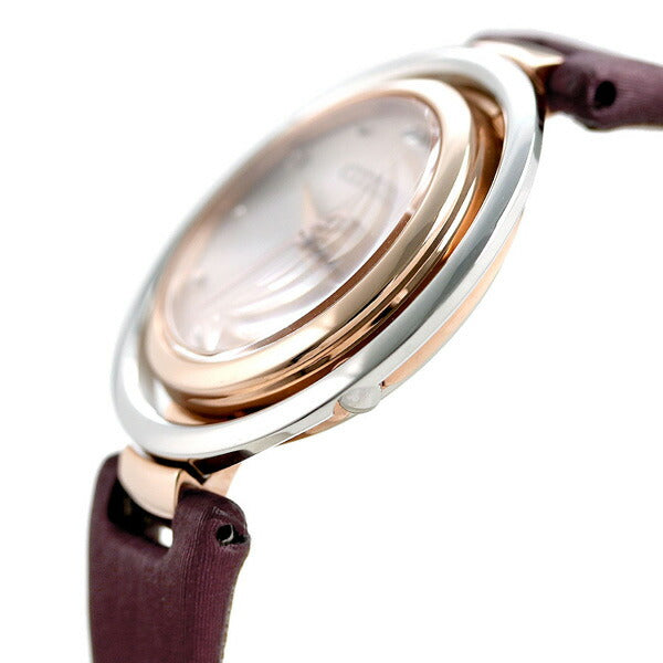 公民L Eco Drive太阳能钻石女子EM0669-21X公民Arkley观看品牌珍珠白色红棕色手表EM0669-21X