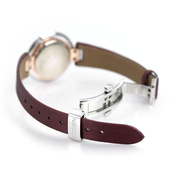 公民L Eco Drive太阳能钻石女子EM0669-21X公民Arkley观看品牌珍珠白色红棕色手表EM0669-21X