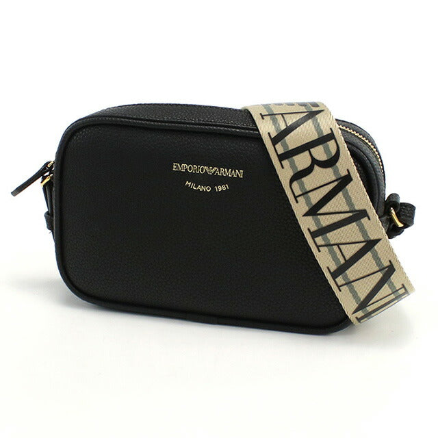 エンポリオ・アルマーニ 斜め掛け ショルダーバッグ レディース ブランド EMPORIO ARMANI レザー Y3H276 BLACK-SILVER ブラック バッグ EMAY3H276011