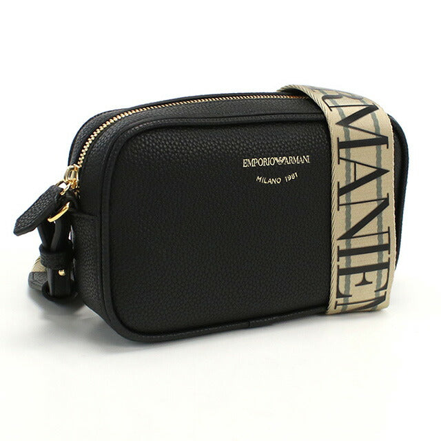 エンポリオ・アルマーニ 斜め掛け ショルダーバッグ レディース ブランド EMPORIO ARMANI レザー Y3H276 BLACK-SILVER ブラック バッグ EMAY3H276011