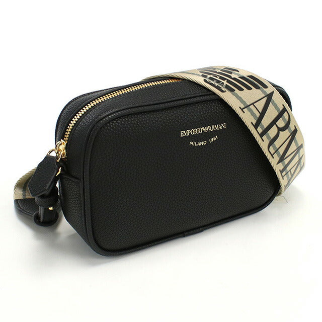 エンポリオ・アルマーニ 斜め掛け ショルダーバッグ レディース ブランド EMPORIO ARMANI レザー Y3H276 BLACK-SILVER ブラック バッグ EMAY3H276011