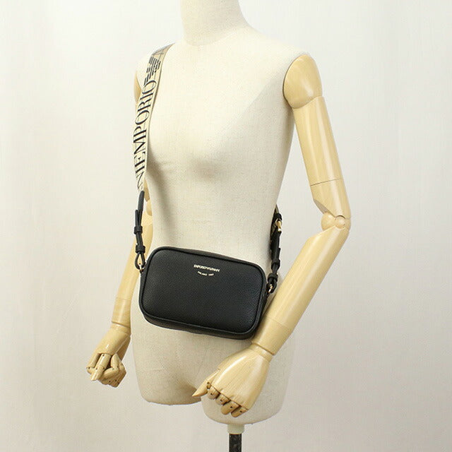 エンポリオ・アルマーニ 斜め掛け ショルダーバッグ レディース ブランド EMPORIO ARMANI レザー Y3H276 BLACK-SILVER ブラック バッグ EMAY3H276011